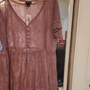 Torrid Light Purple Hi-low Lace Blouse